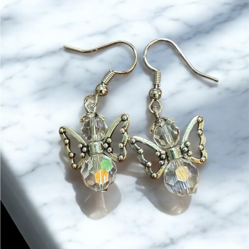 Gold Angel Earrings - Picture 2 of 3